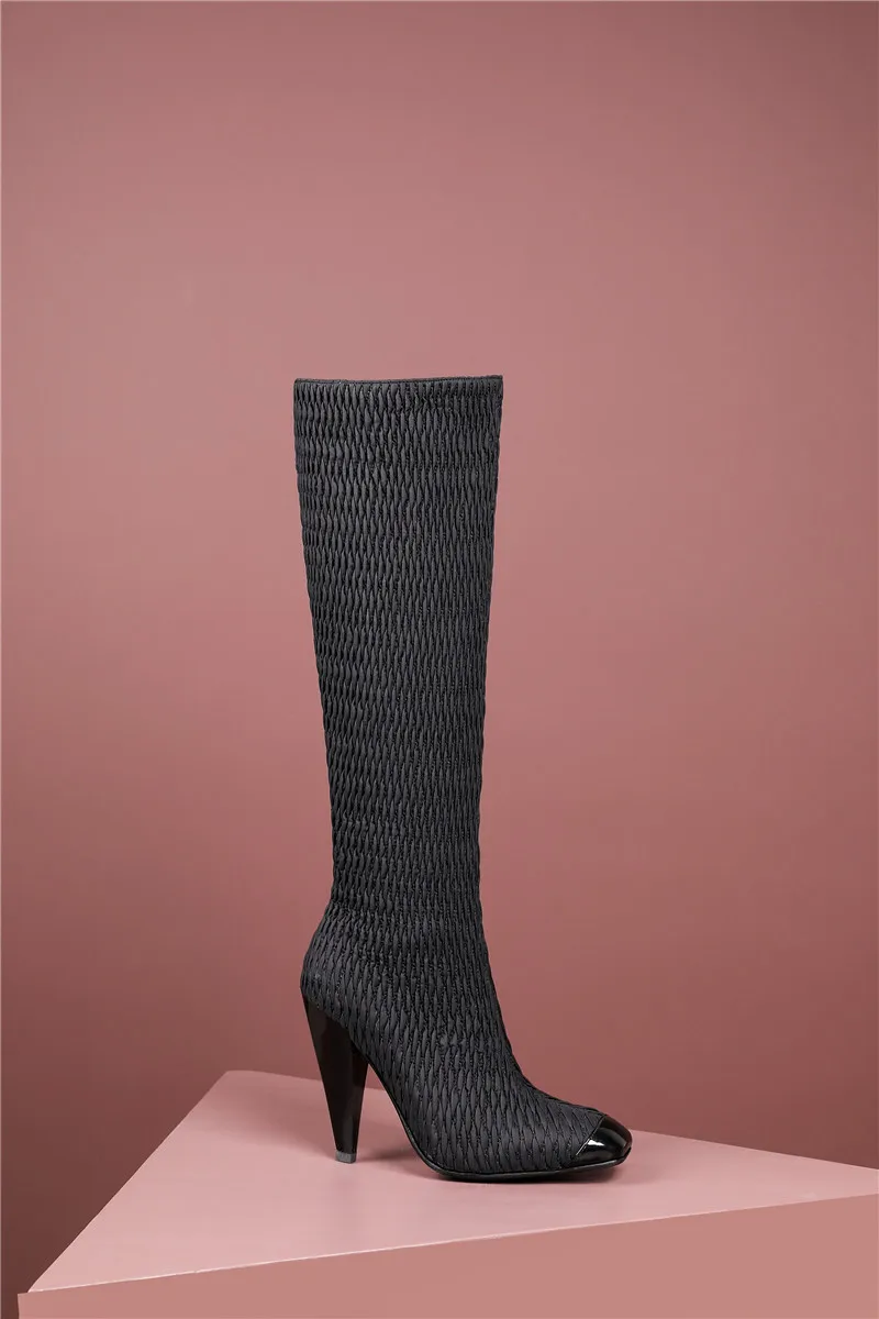 Женские сапоги до колена ASUMER с квадратным носком на высоком каблуке | Обувь