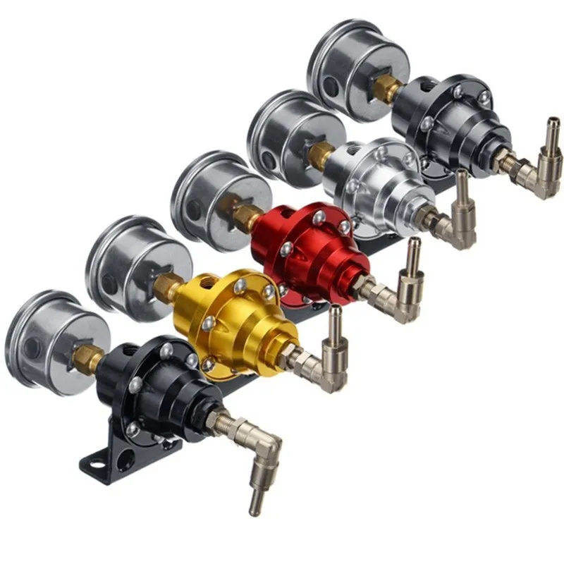 

Black Red Gold Blue Black Universal Adjustable Aluminum Fuel Pressure Regulator With Gauge Kit