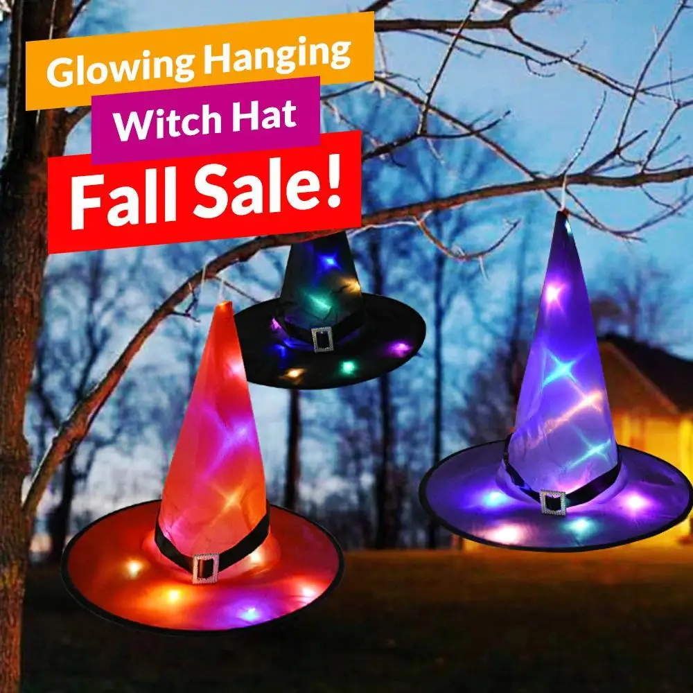 

Halloween glowing witch hat, ghost festival children's party decoration props with lights, LED witch hat magician wizard hat