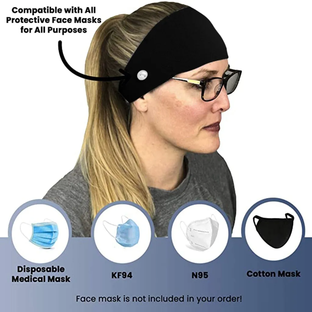 

Women Solid Headband Outdoor Head Wrap With Button Winter Warmer Hairband For Ladies 2021 Fashion Hair Band Head Accessories