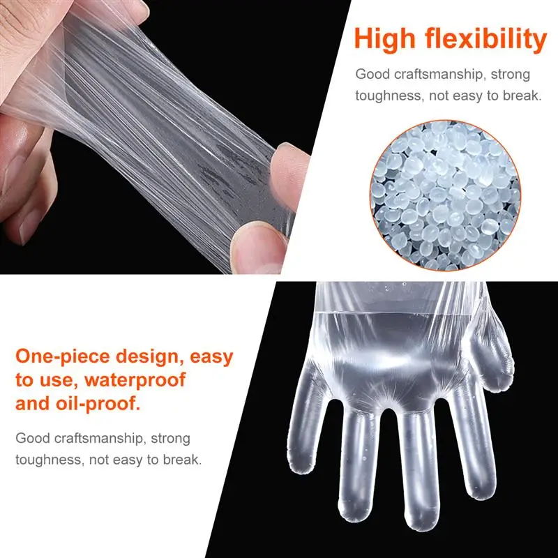 100 шт./компл. одноразовые перчатки прозрачные пищевые пластиковые для кухни