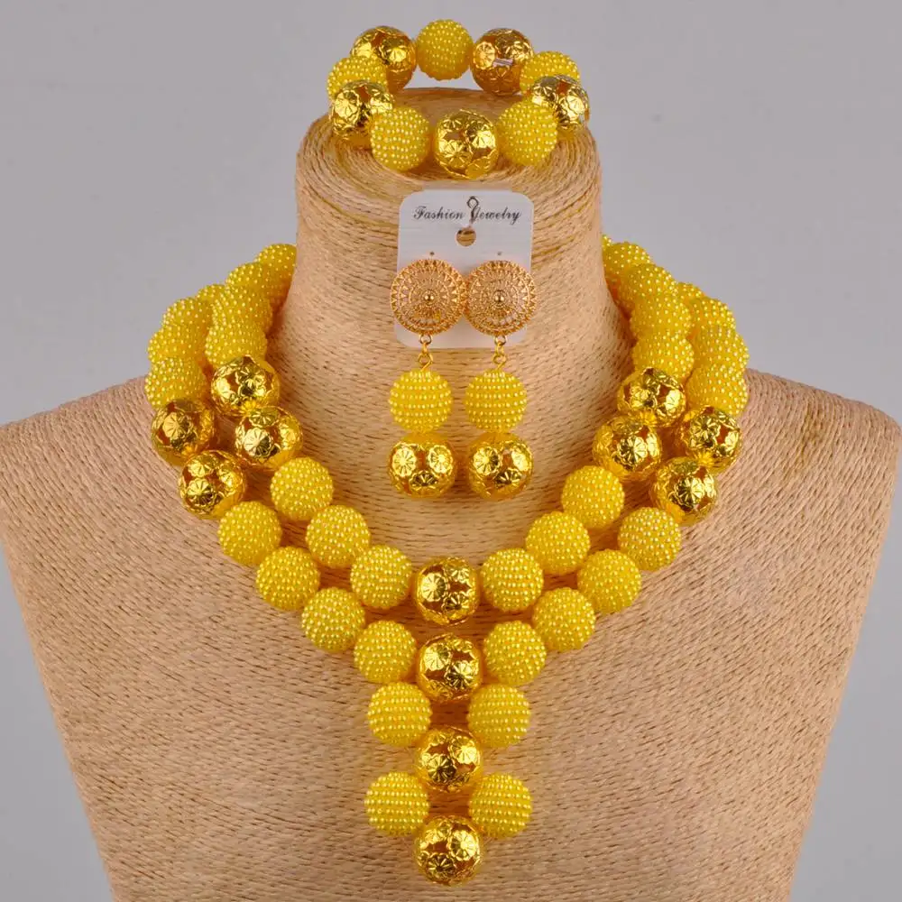 

Новая желтая нигерийская Свадебная бижутерия Majalia, африканская мода, свадебные наборы XX-02