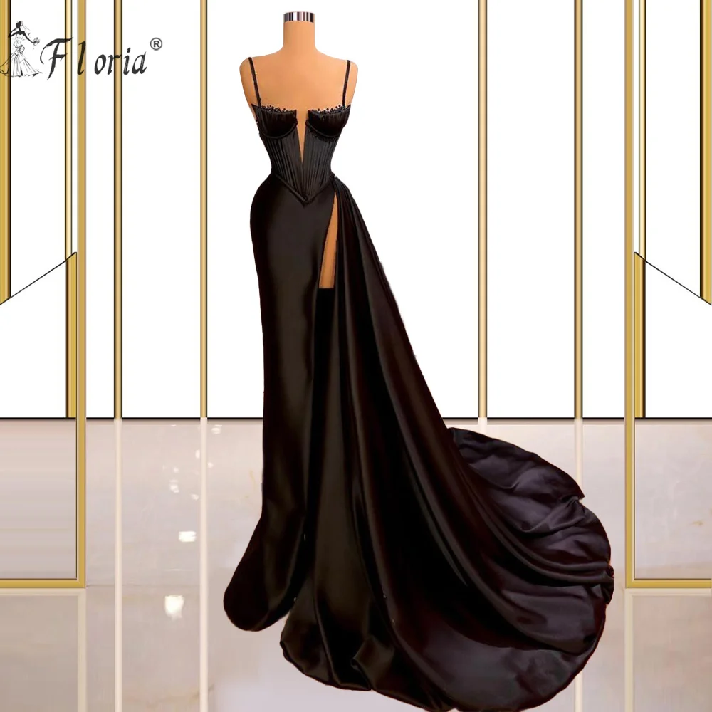 

Sexy Long Black Maxi Dress Solid Color High Slit Women's Evening Summer Night Gown Party Maternity Dresses 2021