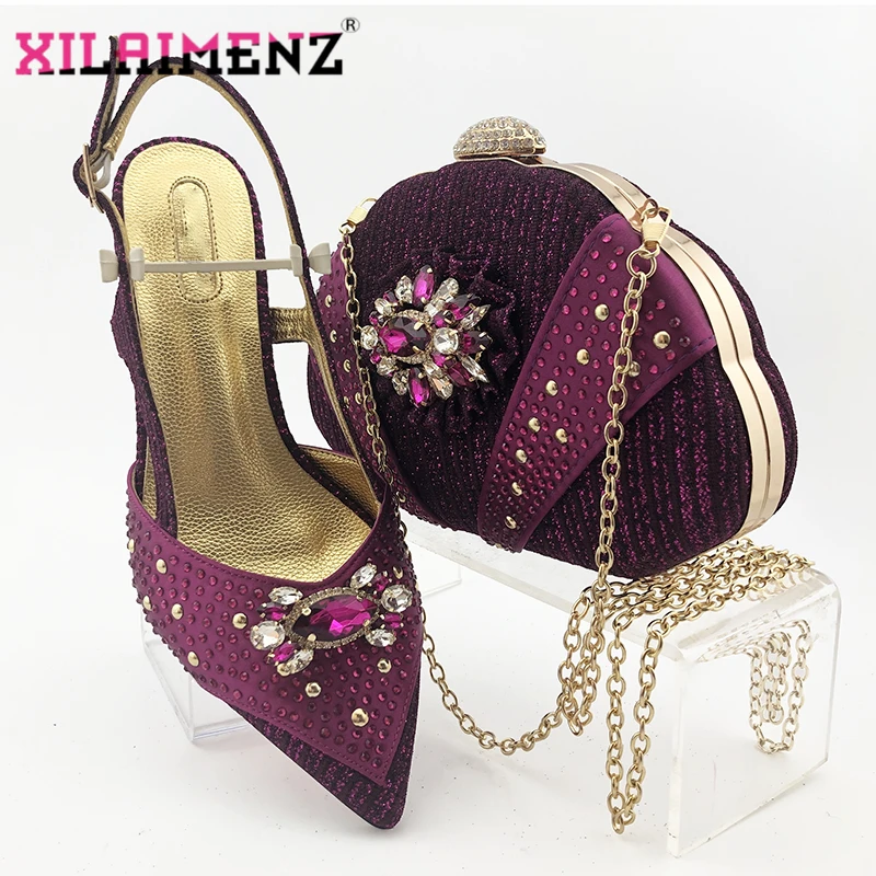 Итальянская женская Праздничная обувь для отдыха комплект из сумочки с