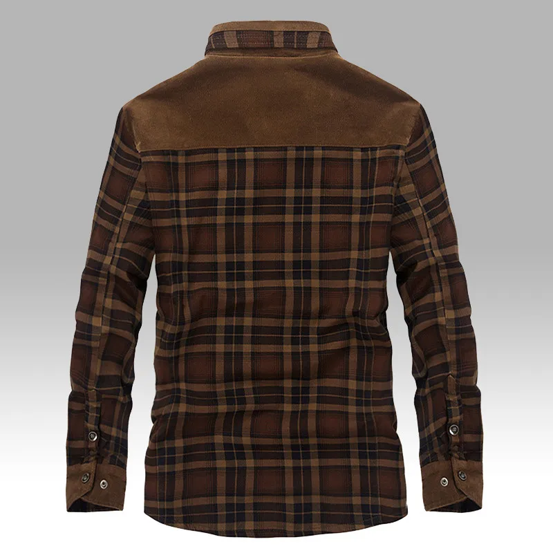 2020 Мужская зимняя теплая плотная флисовая Повседневная брендовая клетчатая