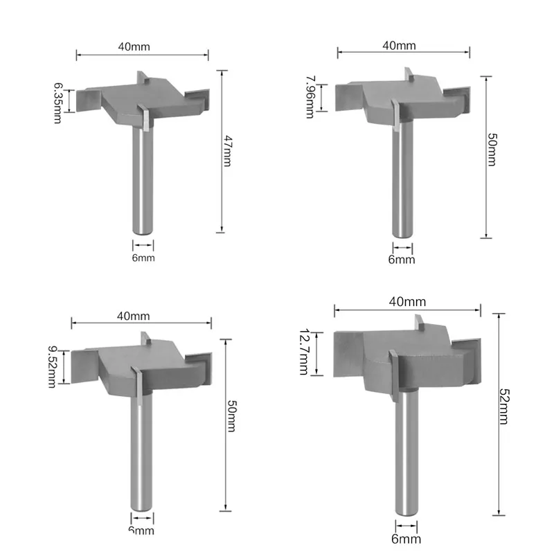 Деревообрабатывающий инструмент Т-образная фреза с хвостовиком 1/4 дюйма 6 мм 4