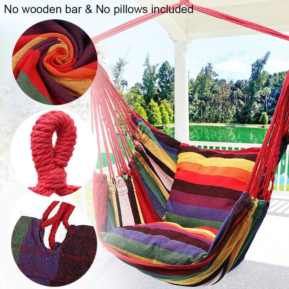 Goede Outdoor Hangmat Schommel Dikker Stoel Opknoping Schommel Stoel Draagbare Ontspanning Canvas Swing Reizen Camping Luie Stoel Met Kussen