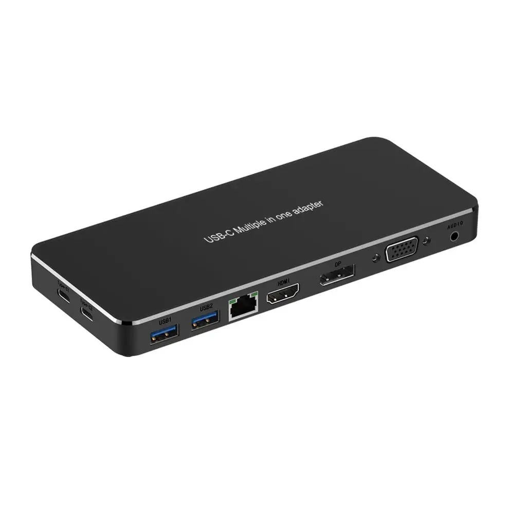 As shown 9 в 1 USB C концентратор тип-c для аудио VGA DP HDMI RJ45 Vision USB3.0 9 в 1 удлинитель концентратор конвертер док-станция для Macbook S8 Dex - Цвет: As shown