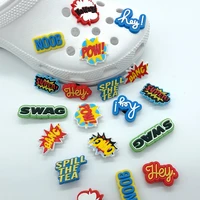 1pc popular slogans shoe charms buckles funny words shoe decoration accessories croc jibz garden sandals shoe party xmas gifts