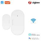 Датчик окон и дверей Tuya Zigbee для умного дома, Wi-Fi детекторы открытиязакрытия дверей, охранная сигнализация, работает с хаб шлюза