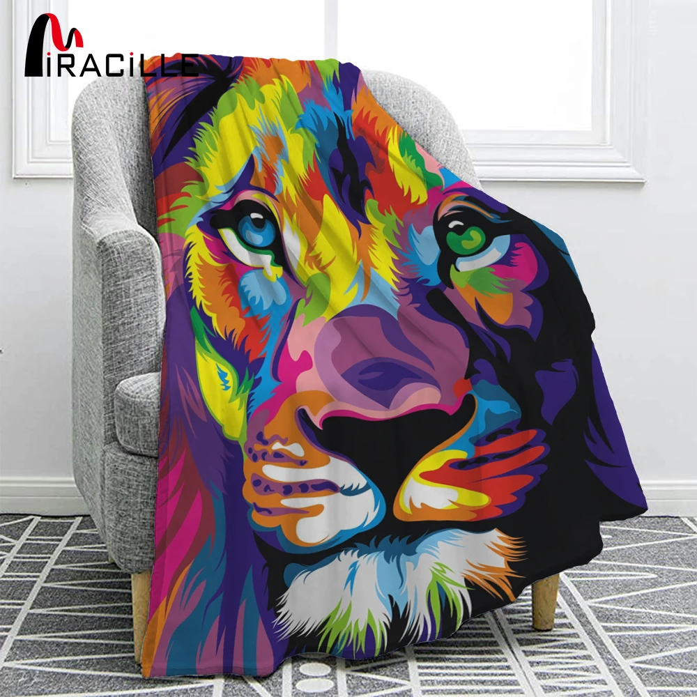 Miracille картина маслом Львиное фланелевое одеяло мягкое удобное украшение