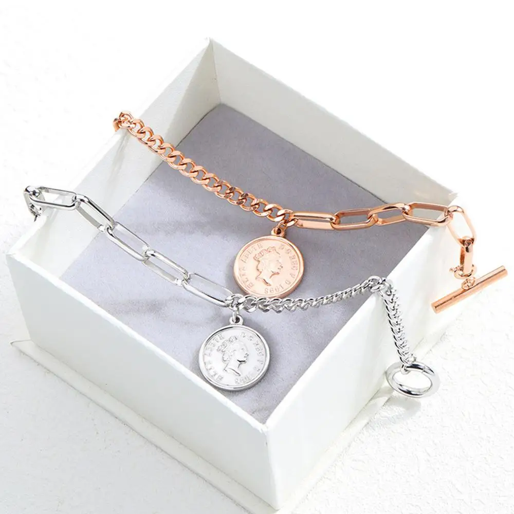 E ретро круглые очаровательные браслеты-цепочки для женщин Elizabeth монета тумблер