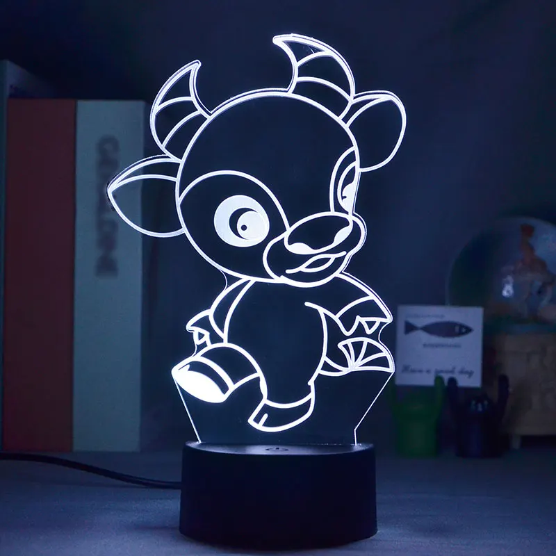 

Светодиодный ночсветильник 3d в виде милой коровы со знаком зодиака, приложение, 16 цветов, Bluetooth-динамик с светильник детский подарок на день ...