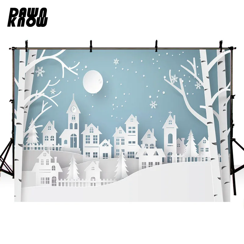 Фон для фотосъемки с рождественским изображением дождя мультяшное здание фон
