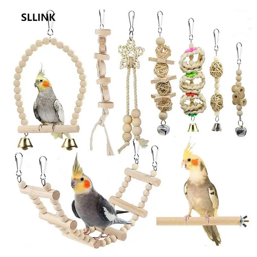 

Bird Parrot Swing Toys Chewing Standing Hanging Perch Hammock Climbing Ladder Bird Cage parrot training toys