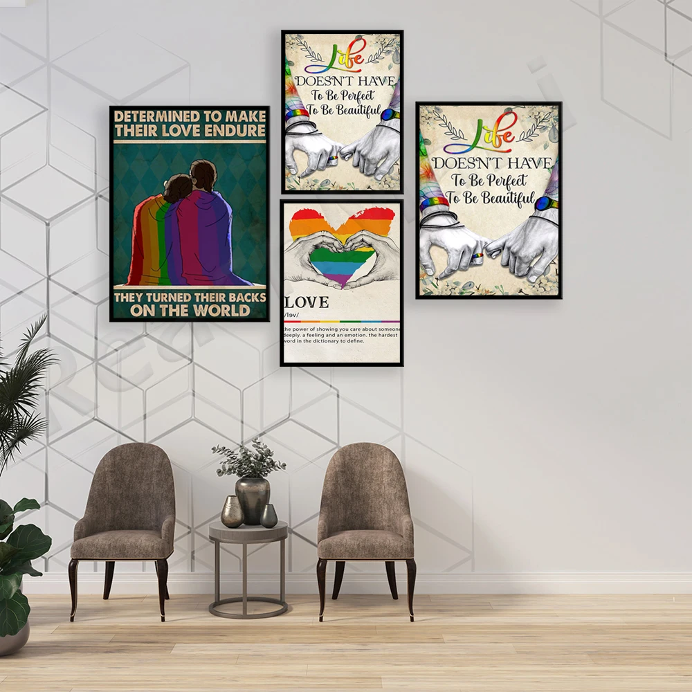 

Determined to make their love enduring, love does not have to be perfect to be beautiful poster/LGBT love pride poster