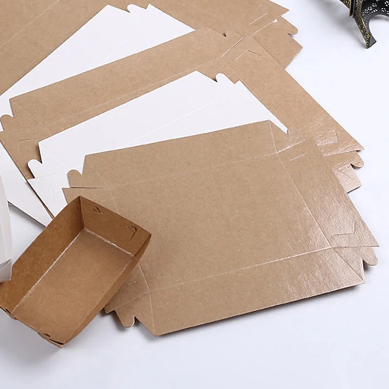 

50Pcs Disposable Paper Food Serving Tray Kraft Paper Coating Boat Shape Snack Open Box French Fries Chicken Box (20 X 6 X 3Cm)