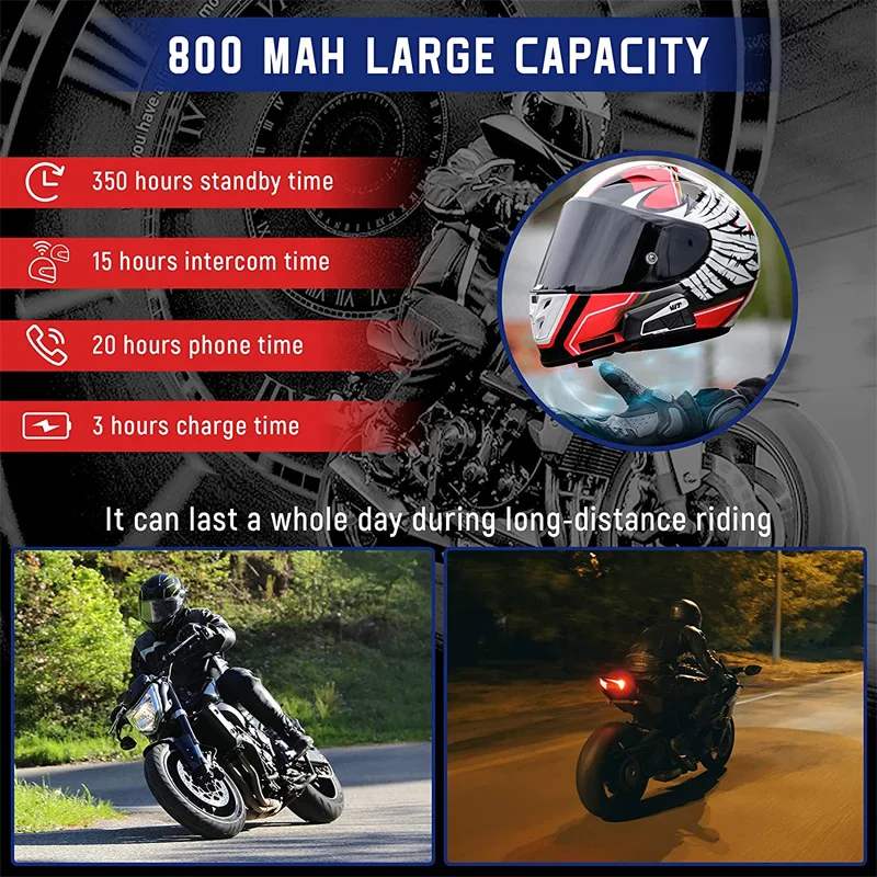 Мотоциклетный шлем 3Riders 1400 м дуплексная беспроводная гарнитура Bluetooth 5 0