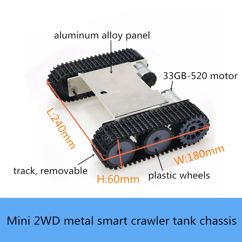 

Комплект шасси для мини-цистерны, 2WD, умная гусеничная Роботизированная платформа, панель из алюминиевого сплава, пластиковое колесо, высок...