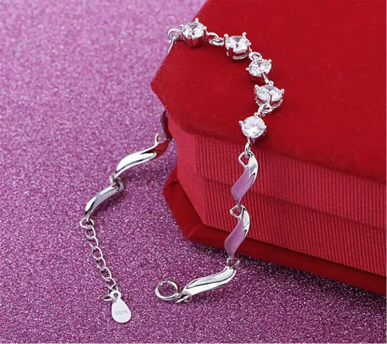 Женский браслет из серебра 925 пробы с фианитами|Гибкие и жесткие браслеты| |