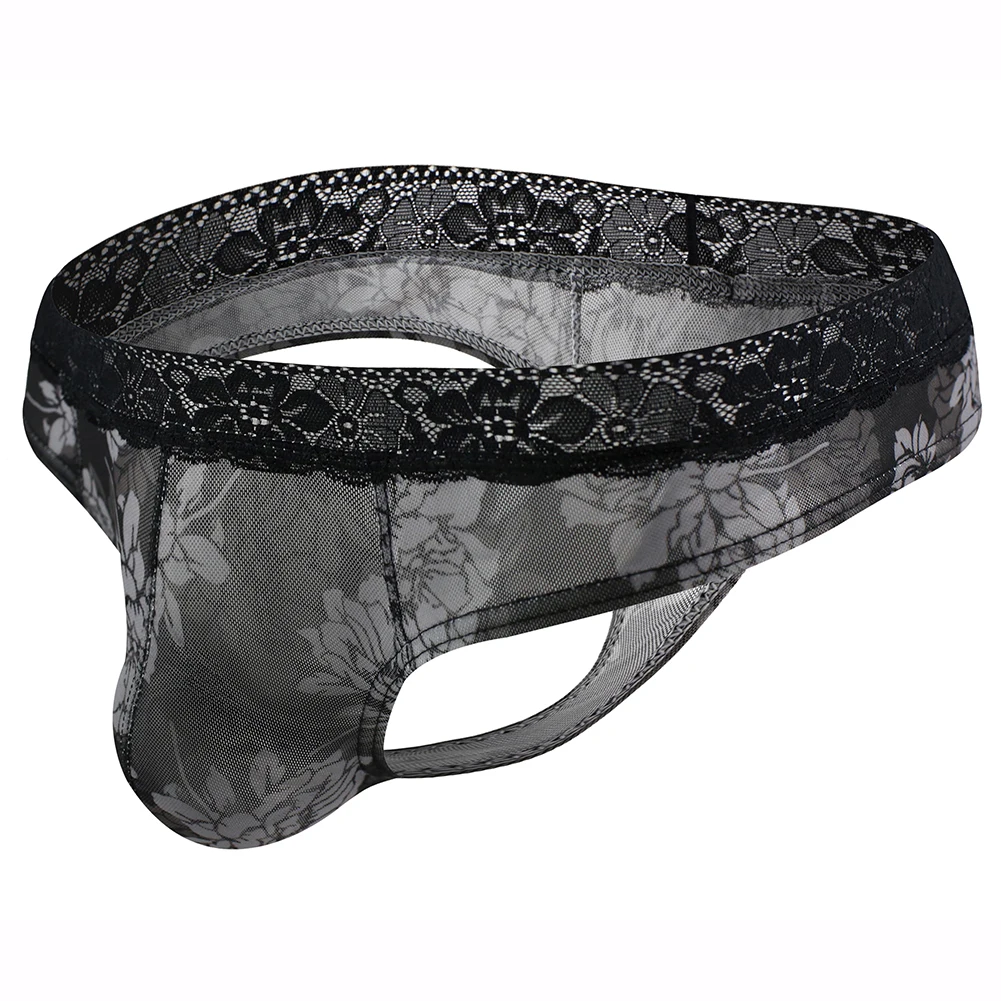 

Lace T-Back For Male Flower Printed Thongs Men Perspective Mesh G-strings Panties Sexy Hot Mens Underwear Tanga Hombre