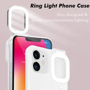 selfie light phone case for iphone 11 12 pro max beauty flash case with led selfie ring light portable fill light back cover free global shipping