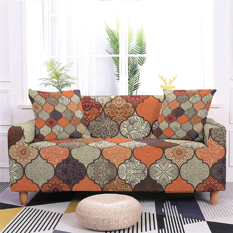 Ethnic Style Sofa Covers Living Room Sectional Corner Vintage Geometry Elastic Couch Cover L Shape Bohemia Slipcover Home Fabric