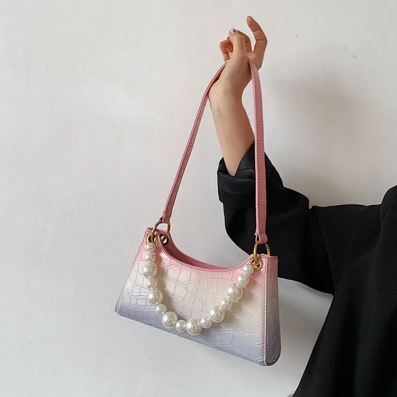 

Маленькие дамские сумочки на плечо с жемчужной цепочкой в стиле ретро, модная женская сумочка конфетных цветов, Женский вечерний клатч, сум...