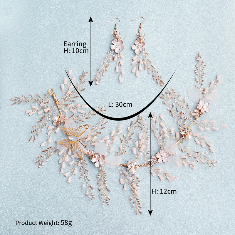 Miallo модные золотые бабочки цветы кристалл лоза для волос с серьгами Свадебные