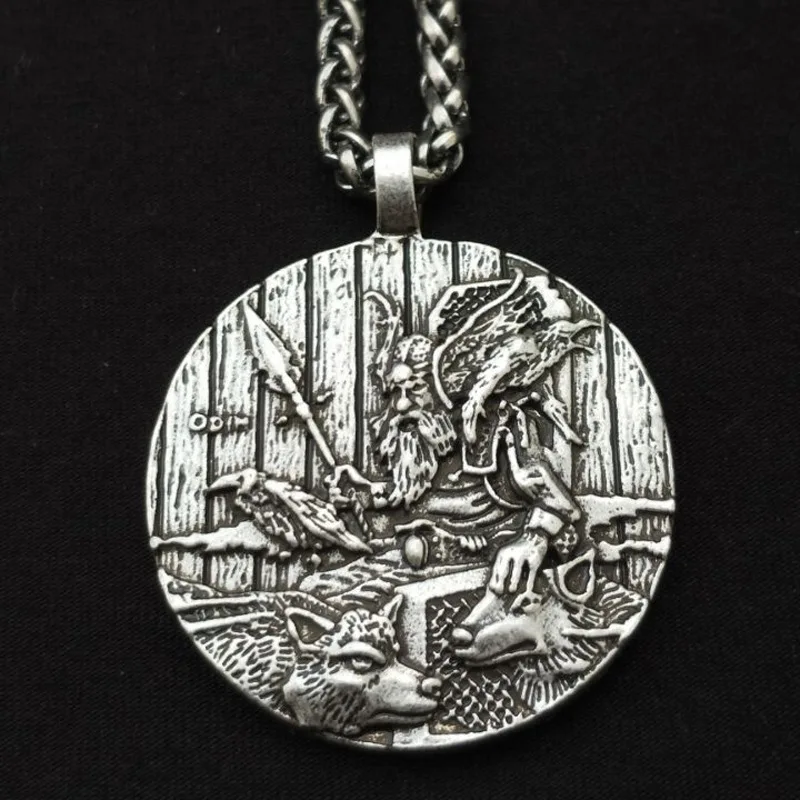 Волк и Ворон с подвеской Odin ожерелье викингов амулет талисман Jwelry для женщин