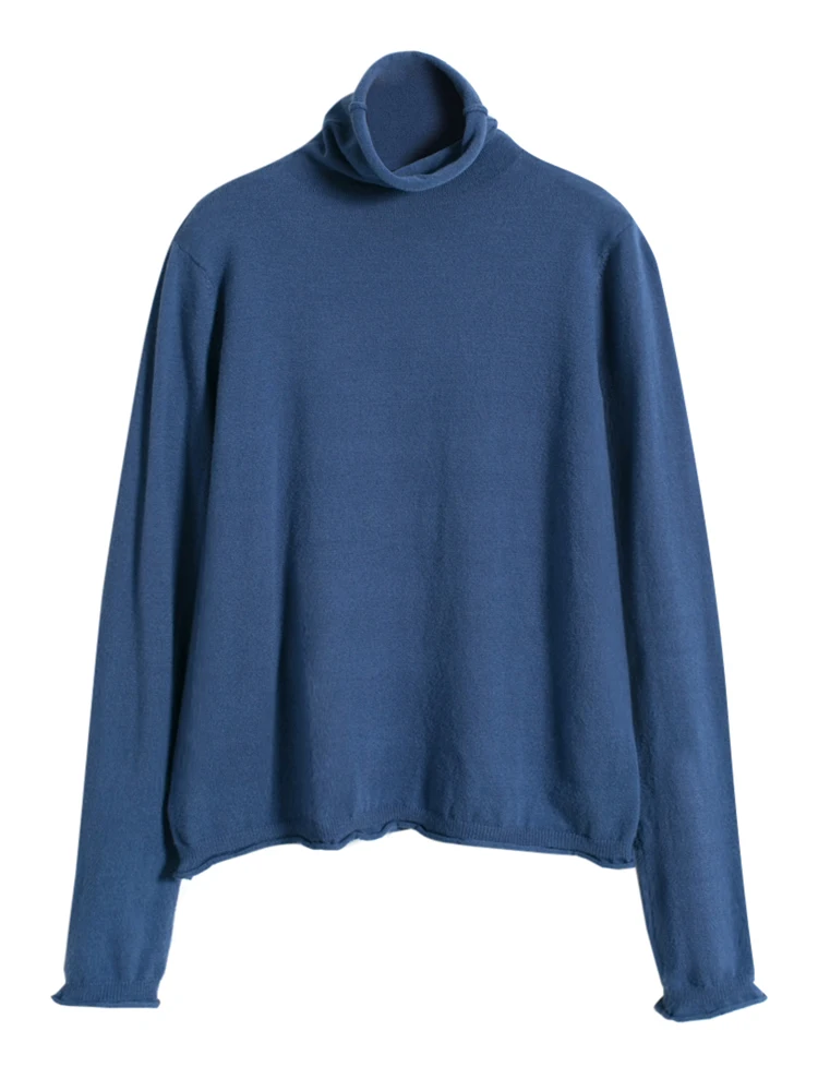 

Autumn and Winter Turtleneck Women's New Korean-Style Black Pile Collar Sweater Slim Fit White Liner Top Bottoming Shirt
