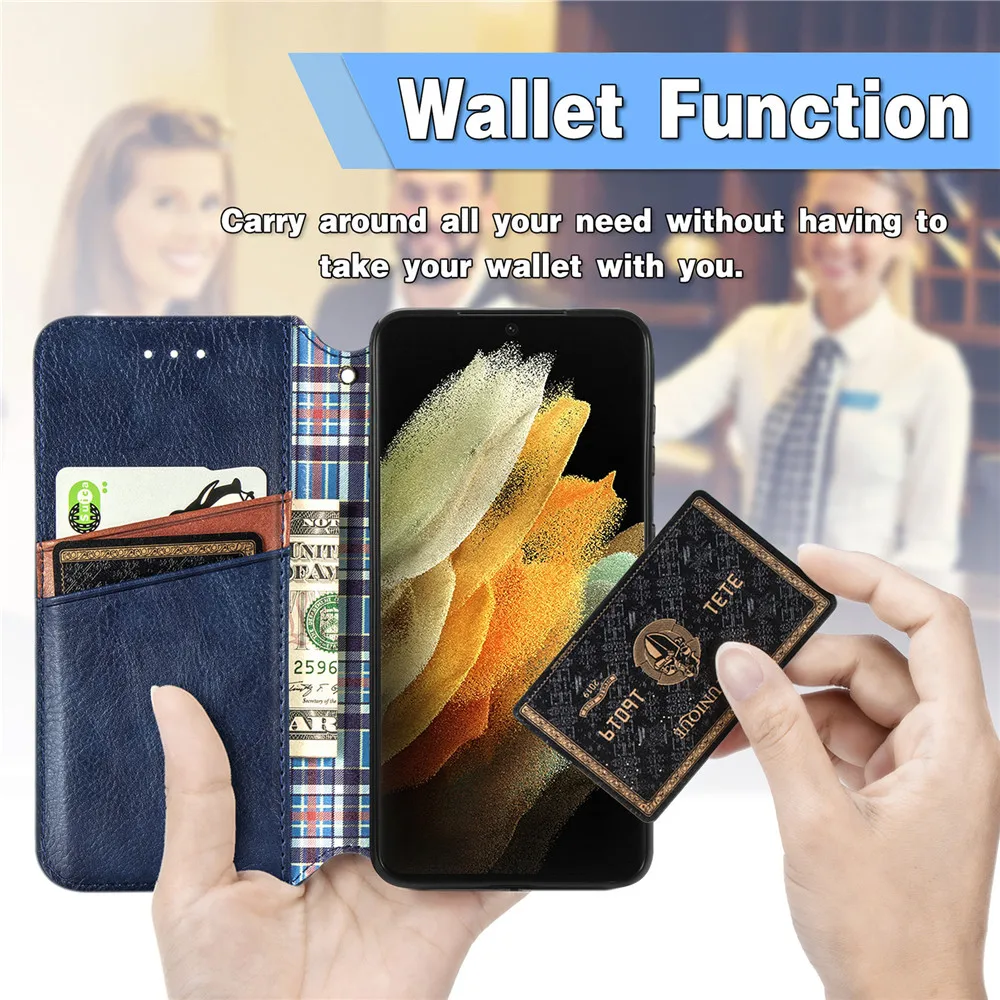 luxury skin leather case for samsung galaxy s21 s20 fe s10 e s9 s8 note 20 10 9 8 plus ultra a81 a91 magnetic stand phone cover free global shipping