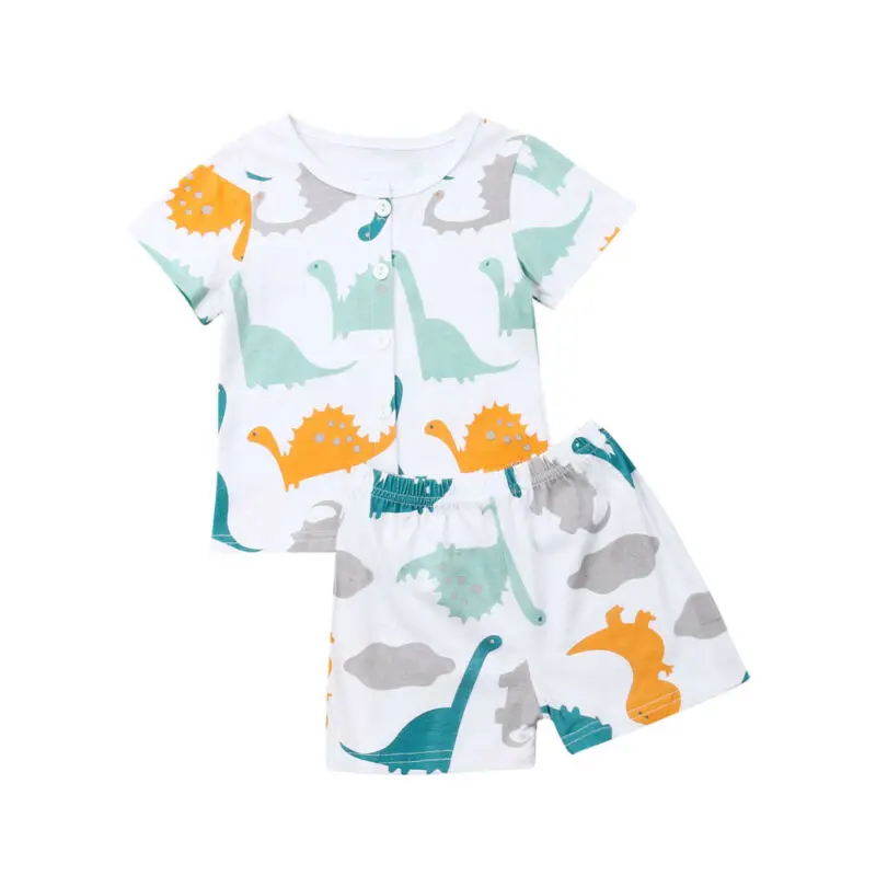 Летний детский комплект из 2 предметов для мальчиков мультфильм Динозавр