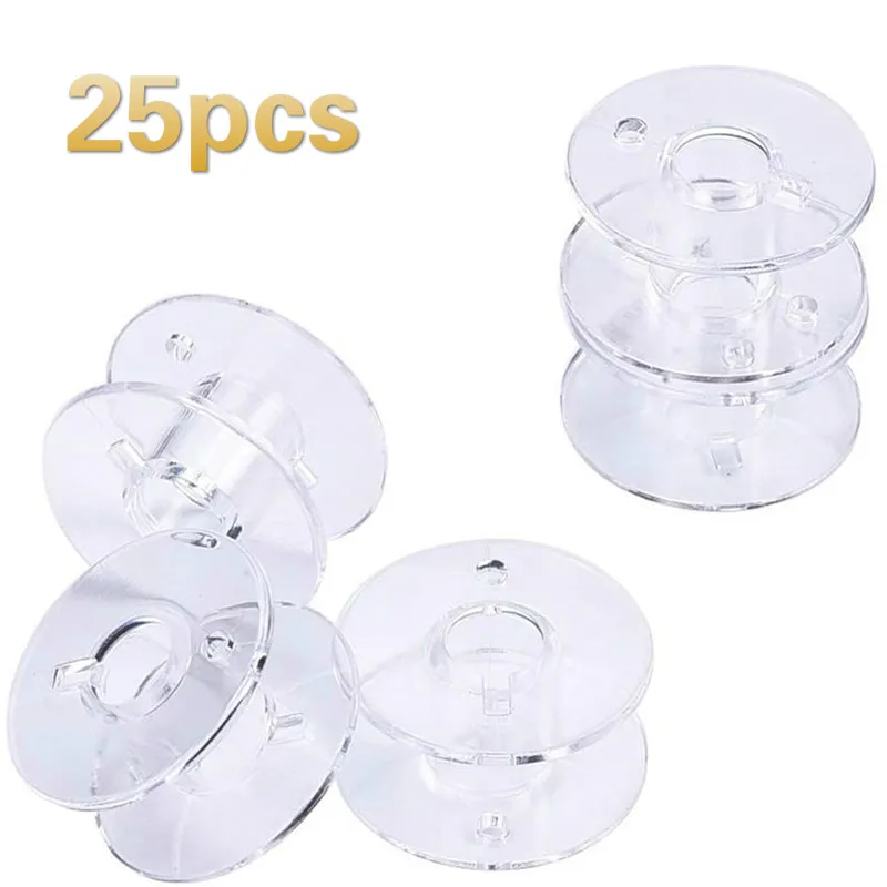 

25Pcs transparent sewing machine spool shaft empty spool plastic storage box, used for household sewing accessories tools