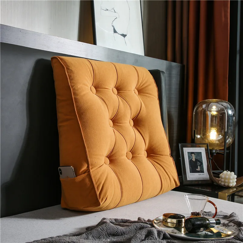 

Back Waist Cushion Lumbar Pillow Plush For Sofa Car Bed Seat Office Home Multipurpose Decorative Solid Yellow Grey 45*55*20cm