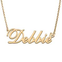love heart debbie name necklace for women stainless steel gold silver nameplate pendant femme mother child girls gift