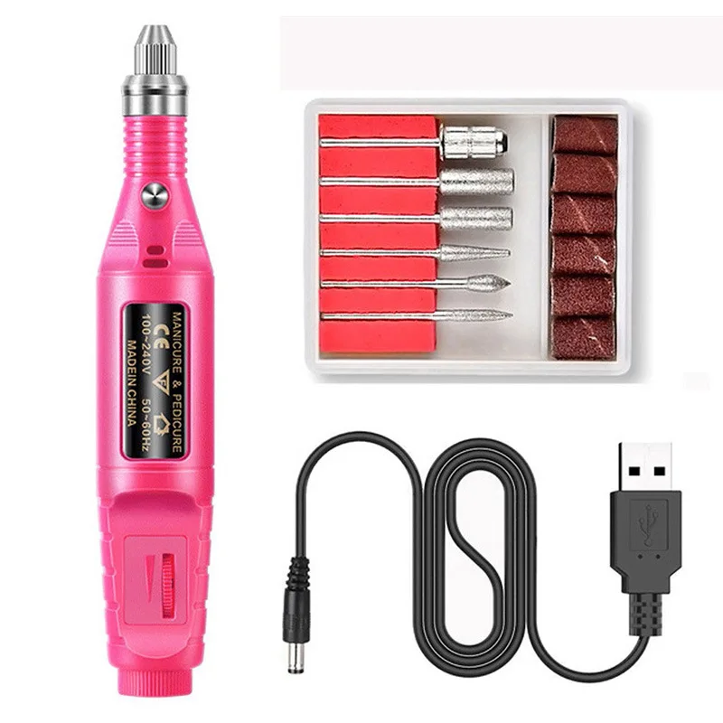 

23-piece Electric Nail Polisher USB Nail Polish Pen Sponge Polishing And Black Sand Rubbing Dead Skin Fork Set