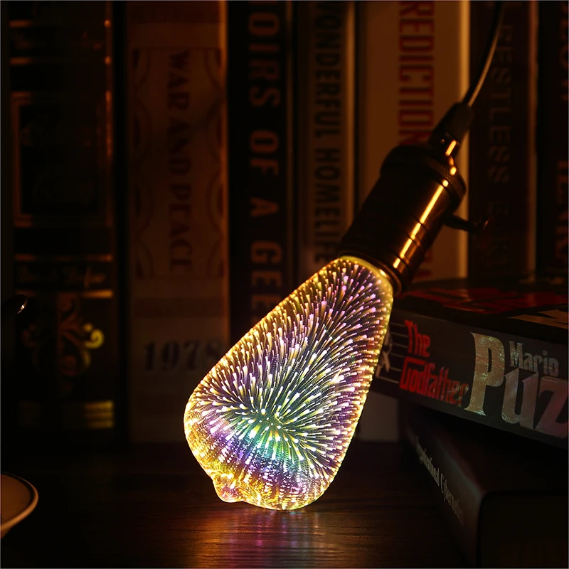 

3D Led Bulb Edison Retro Colorful E27 AC110V 220V Home Festival Glass Lampada Warm White RGB Christmas Decoration Art Light Bulb