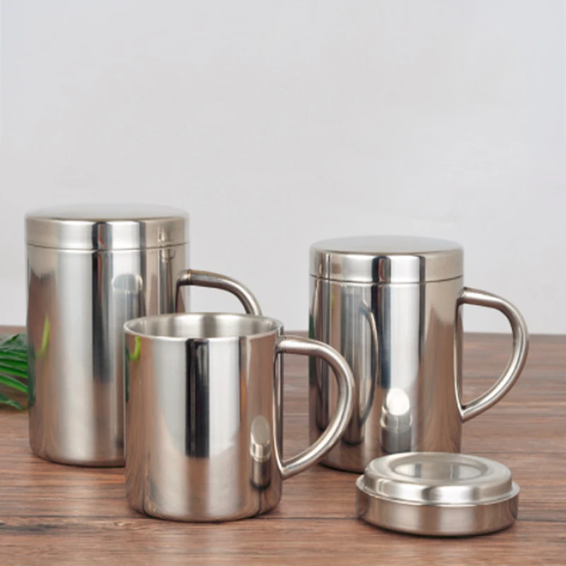 

Double Wall Stainless Steel Coffee Mug with lid Portable Cup Travel Tumbler Coffee Jug Milk Tea Cups Double Office Water Mugs