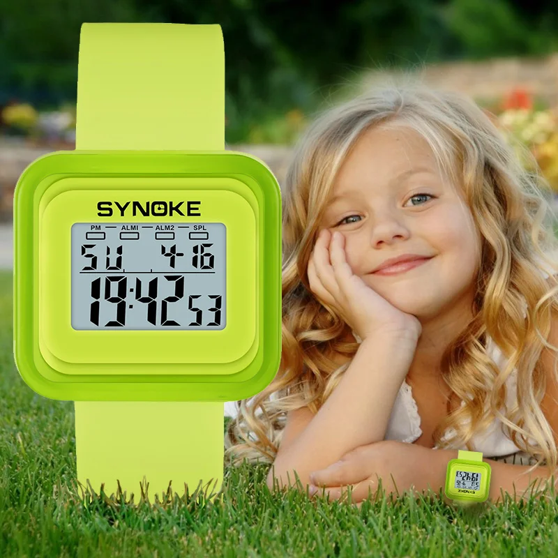 Часы наручные SYNOKE Детские с будильником брендовые модные светодиодные цифровые