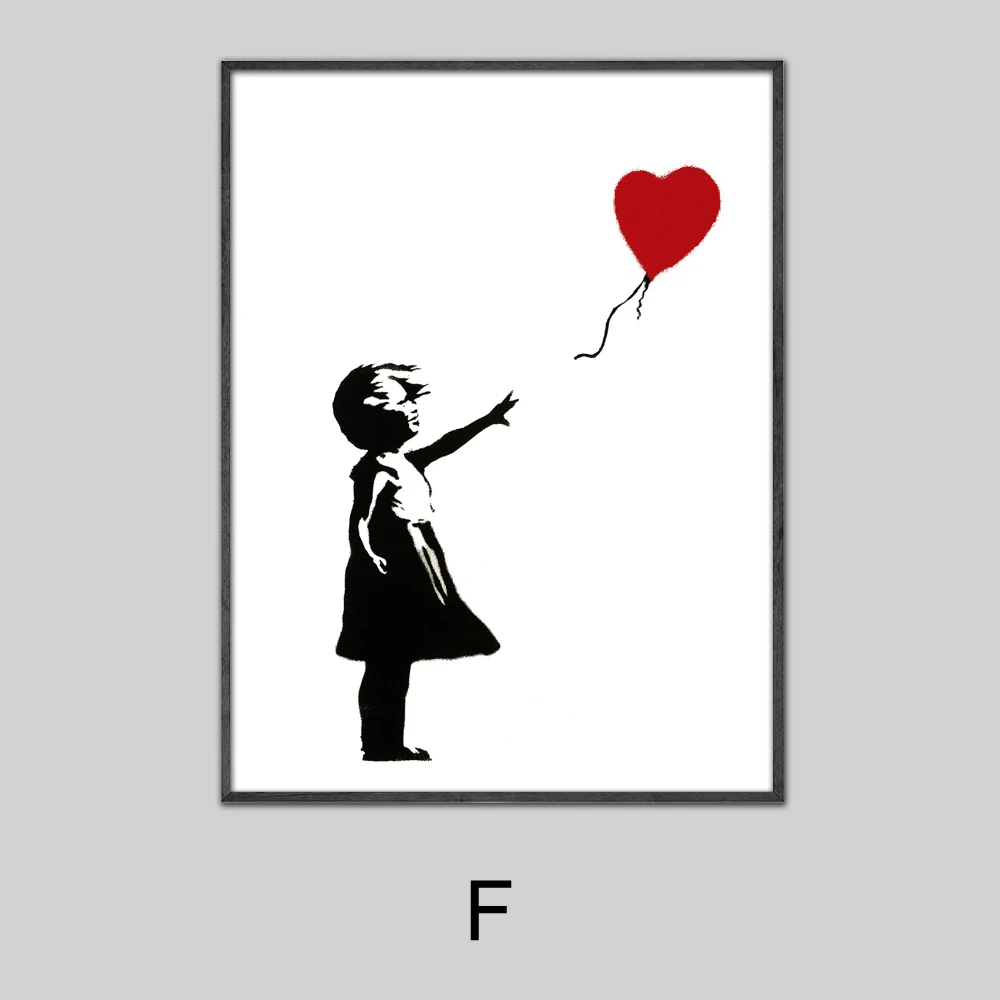 F NOOG Banksy постеры и печать, современная живопись на холсте, Морден-либерализм, настенное искусство для скандинавских гостиной, спальни, домашний декор, часть 1 - Цвет: F