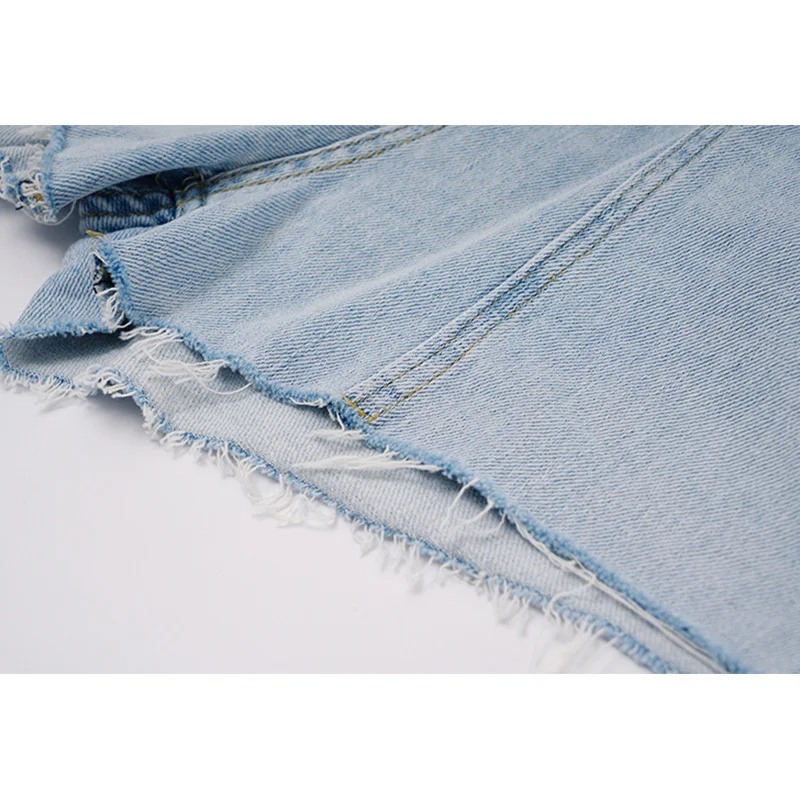 

[EAM] Women Casual Belt Burr Pockets Wide Leg Denim Shorts New High Waist Loose Trousers Fashion Tide Spring Summer 2021 1DD8363