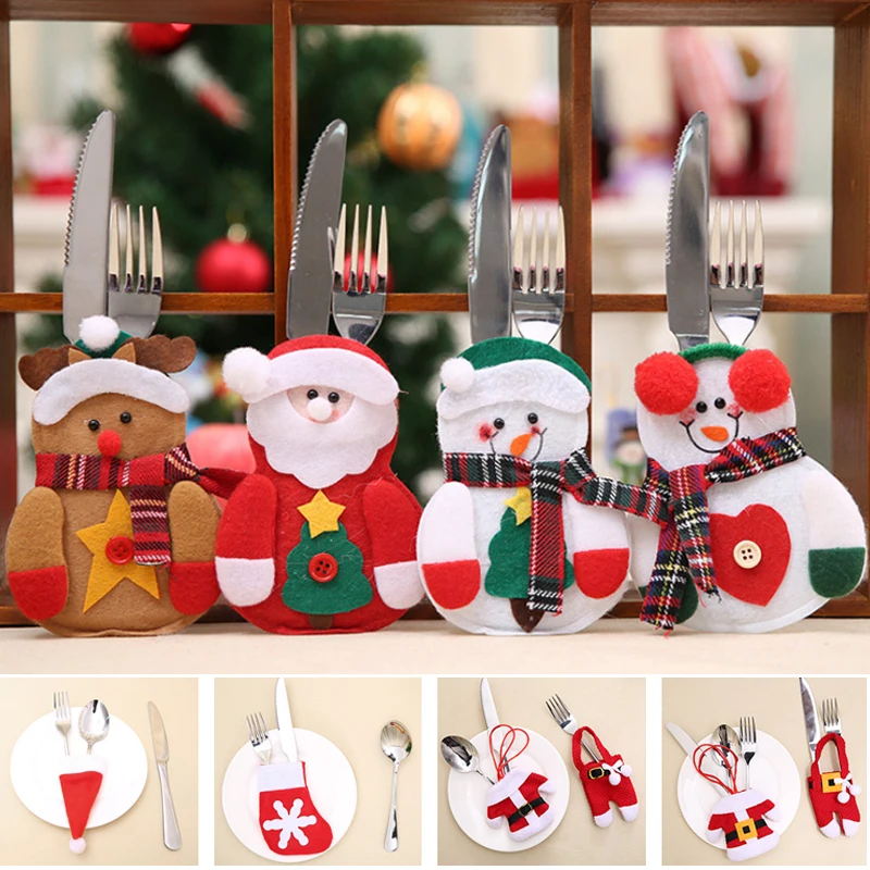 2 шт. Рождественская посуда вилка Держатель ножей сумка для столовых приборов