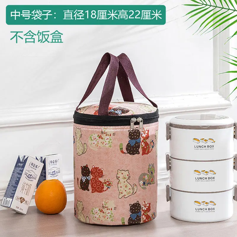 

Large Insulated Bag Tote Bag Round Lunch Bag Waterproof Lunch Box Bag Household Portable Insulated Bucket Lunch Tote Bag