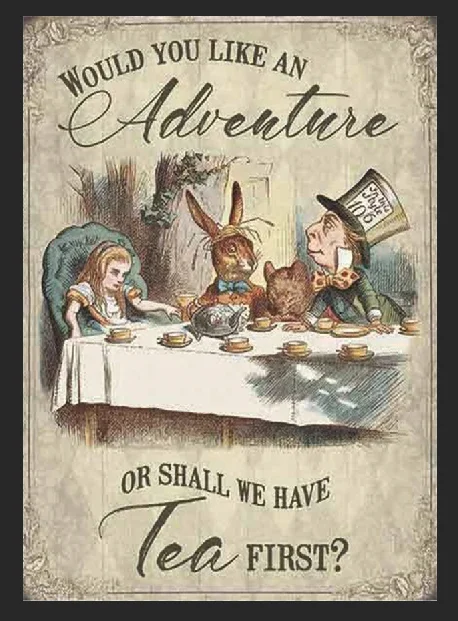 

Alice in Wonderland Tea Party Retro Metal Sign Plaque Gift Home Decor Shed Tin