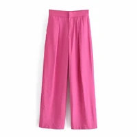 2021 tide slacks women straight full length high waist wide leg pants female pocket pantalon fashion loose legs trousers lady