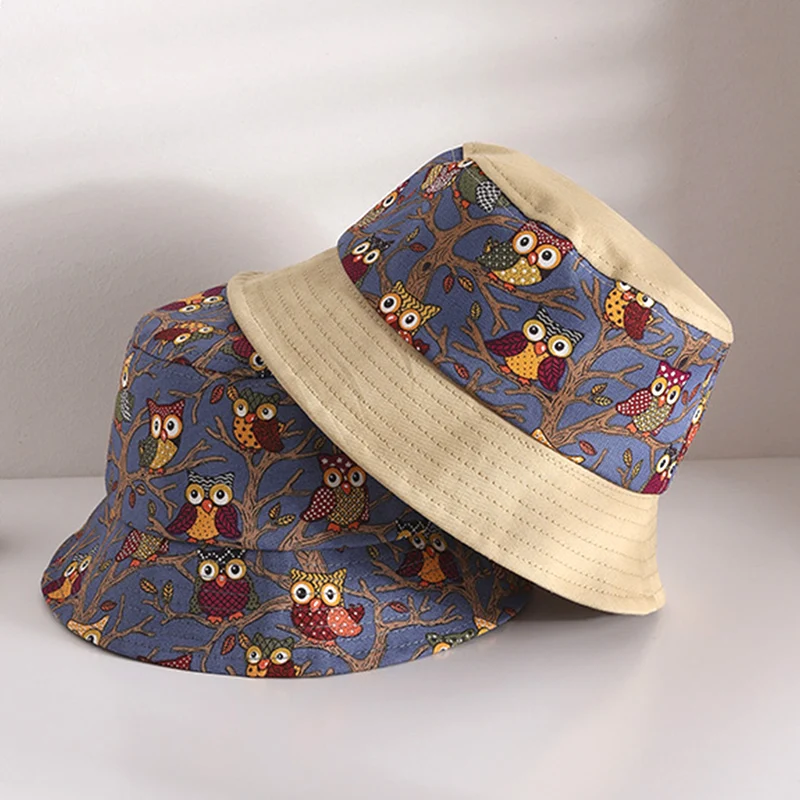 

Children's Personalized Fisherman Hat Trendy Owl Print Sun Shade Baby Hat For 1-2years Kids Fashionable High-quality Cap Gorro