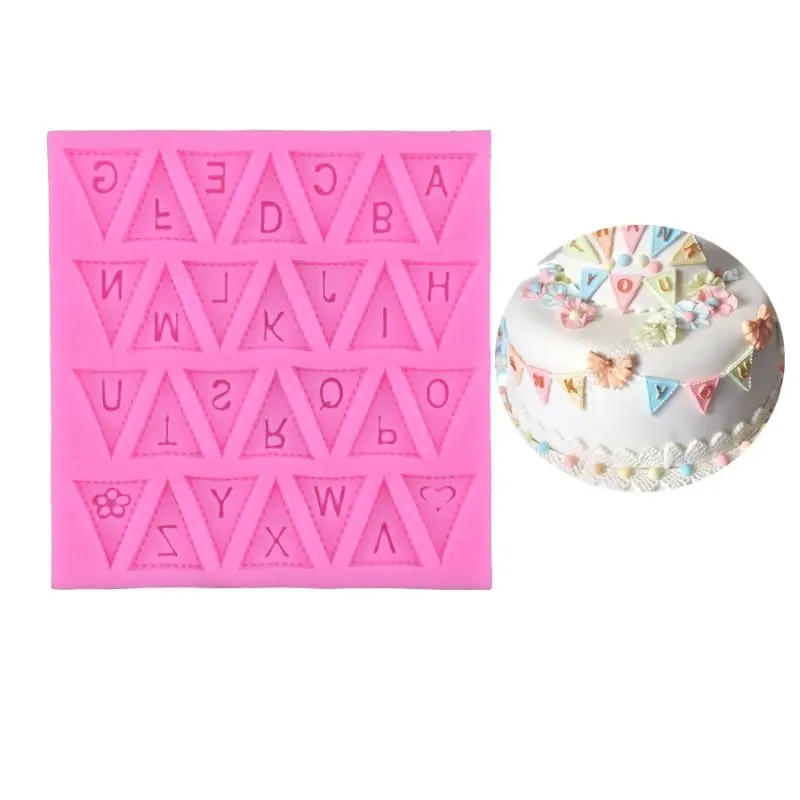 

Handmade Alphabet Fondant Mould DIY Triangular English Pattern Cake Mold Silicone Jelly Dessert Mould Kitchen Supplies