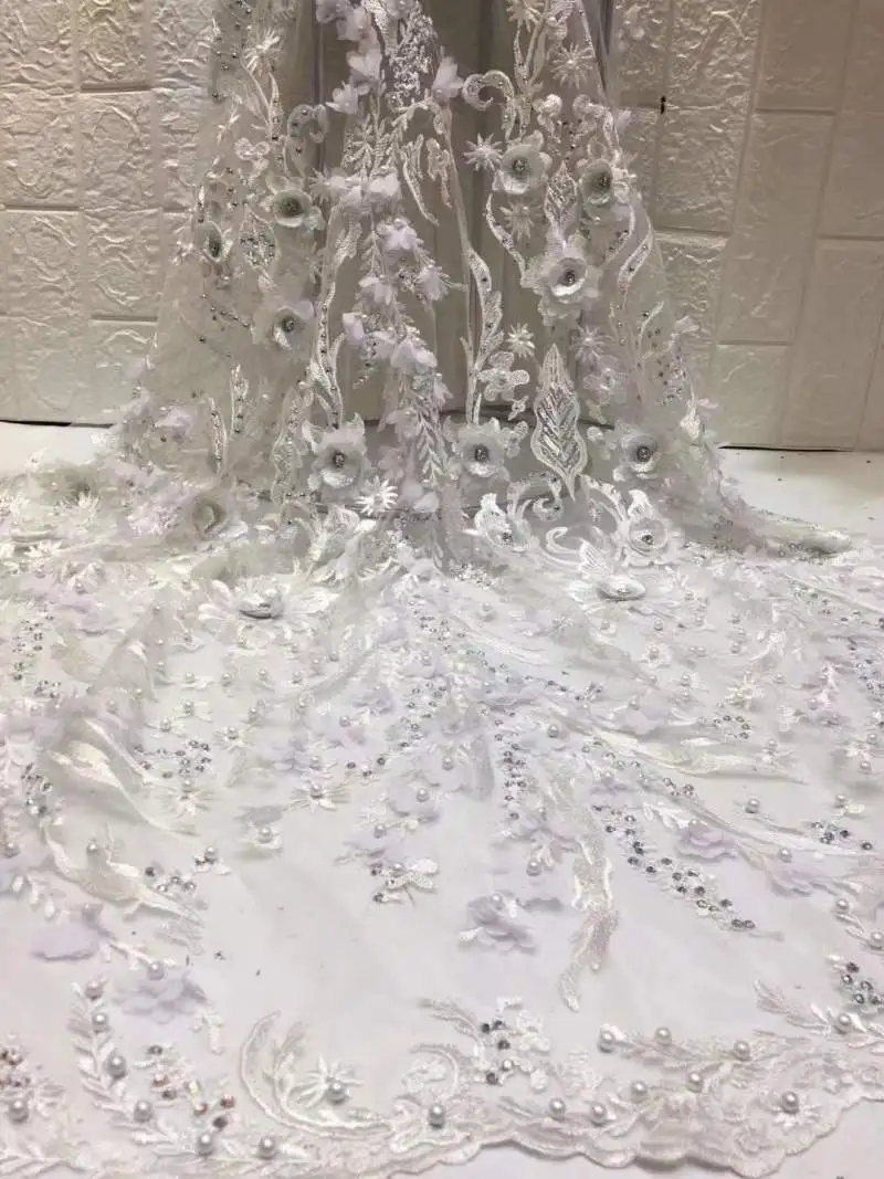 

(5yards/pc) Beautiful African French net lace army green 3D flowers tulle lace fabric with beads stones for party dress FXZ030