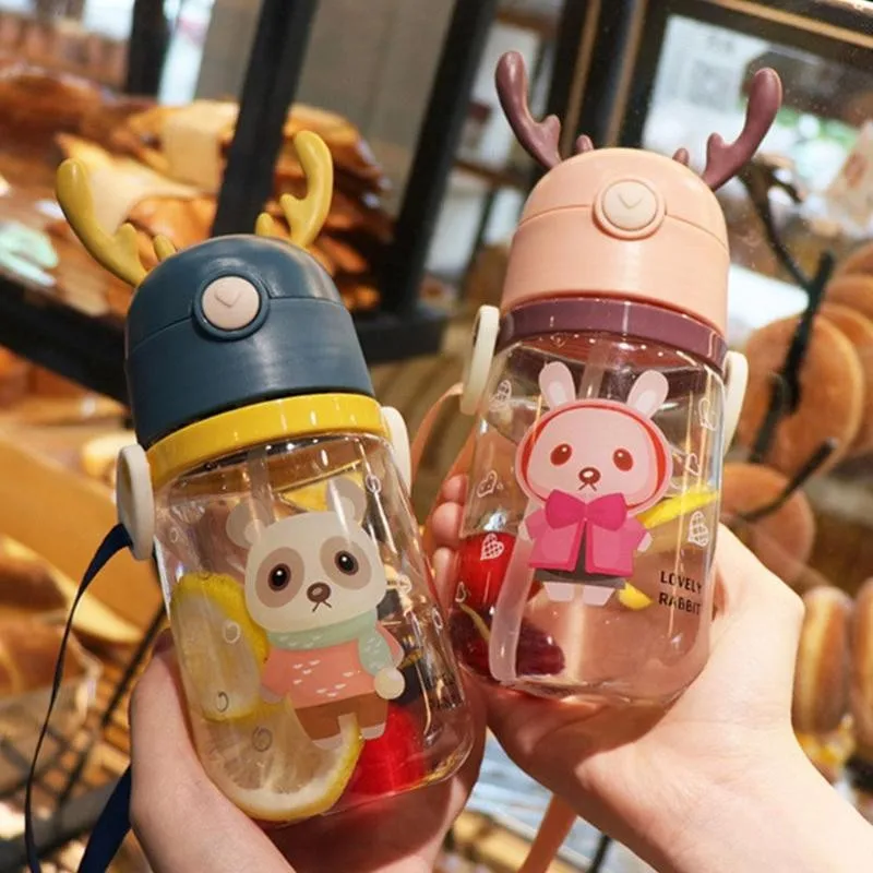 

Antlers Children's Straw Cup 450ml 550ml Baby Drink Cups Water Bottles Kids Drinking Sippy A Cup Infantil Drinker with Cup